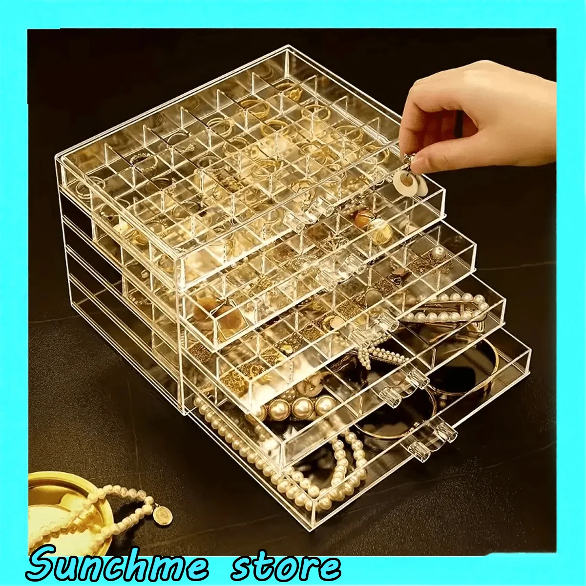 

5-слойный прозрачный органайзер для ювелирных изделий, прозрачный чехол для хранения, 79 отделений, держатель для сережек для ожерелья, колец, браслетов
