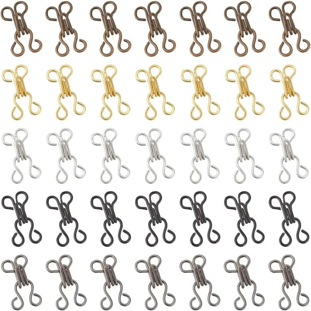 200 Sets 5 Colors Brass Garment Hook and Eye 12mm Mini Sewing Hooks and Eyes Closure Hook and Eye Latch