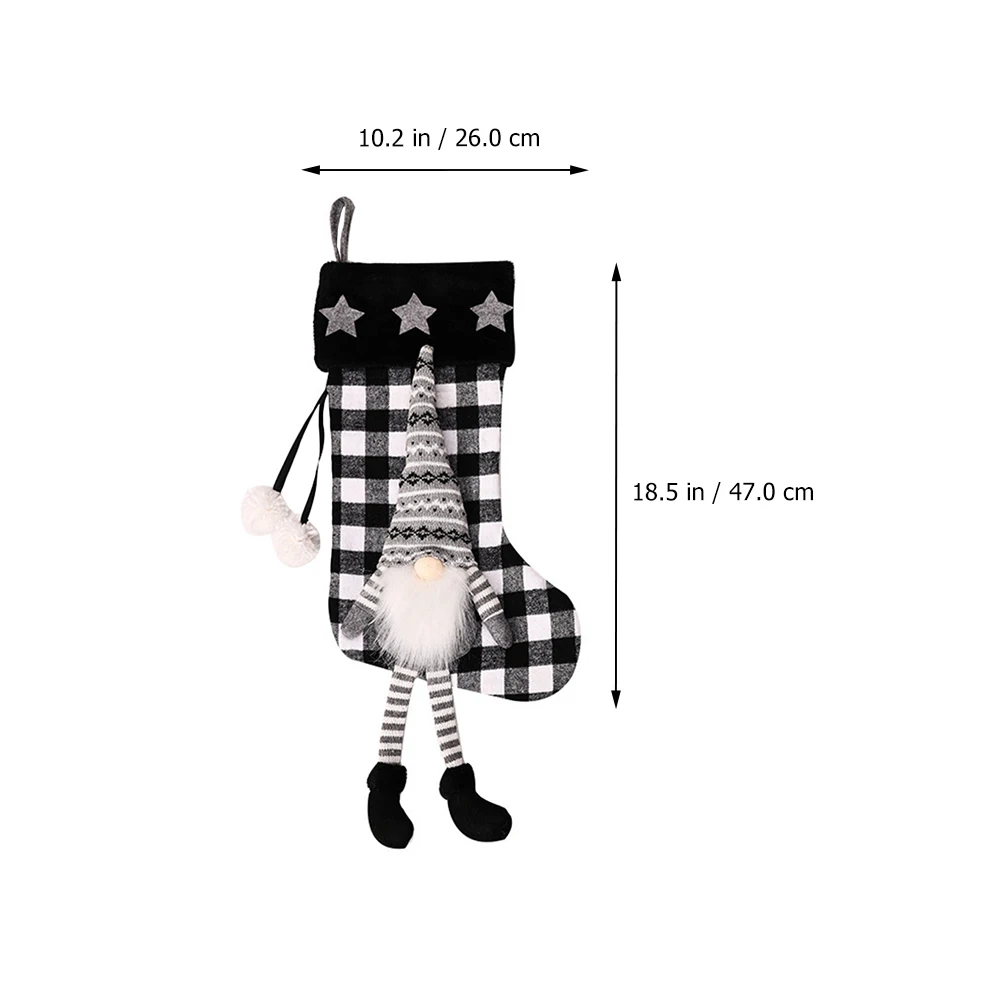 

Christmas Socks Gift Bag Knitted Fabric Decorations for Stairs Door Wall Fence Tree Pendant Storage Practical Durability