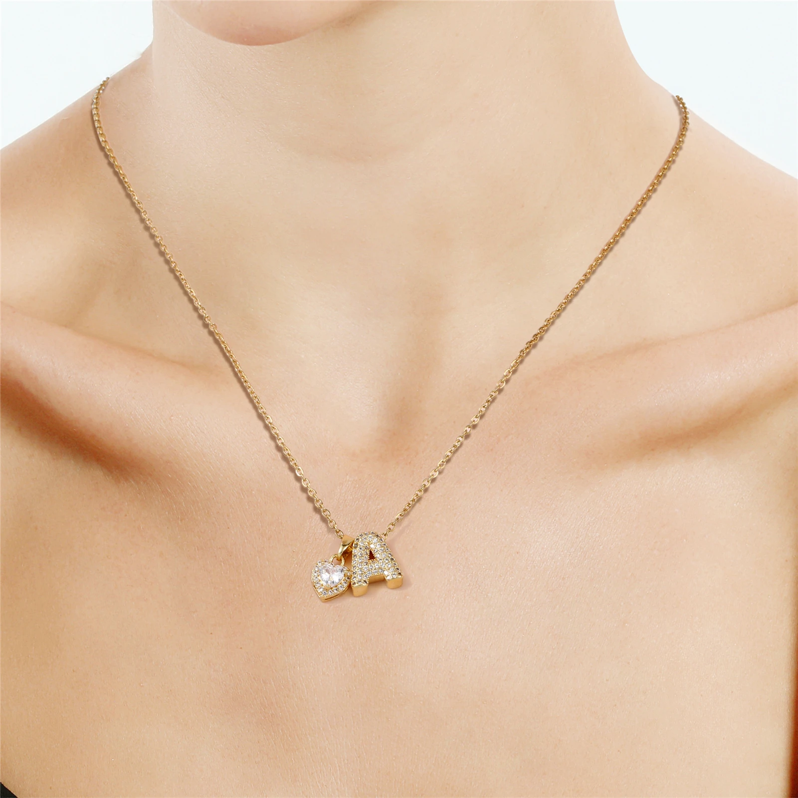 

Gold Heart Initial Necklaces for Women 18K Gold Plated Letter A-Z Necklace Dainty Cute CZ Heart Initial Necklace Gold Jewelry