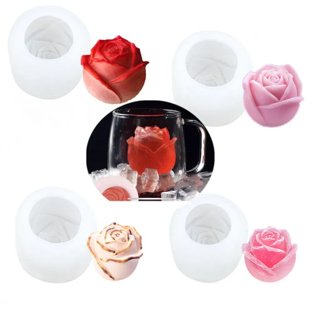 Valentine's Day 3D Rose Flower Candle Mold DIY Candle Making Cake Silicone Mold Clay Resin Gypsum Moulds Handmade Party Favors