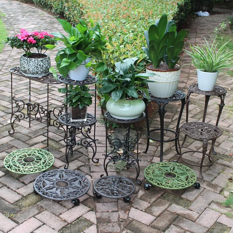 European cast iron flower stand shelf indoor balcony living room hotel garden courtyard office flower pot stand flower table