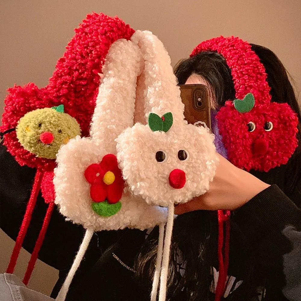 Bonitas cubiertas para los oídos de invierno, orejeras protectoras cálidas rojas, calentadores de orejas para ciclismo, orejeras de felpa rojas bonitas para ciclismo en invierno