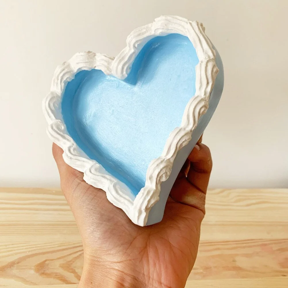 

Resin Heart Jewelry Plate Dish Irregular Room Decor Key Dish Entryway Table Fine Workmanship Simple Lines Space Saving Organizer