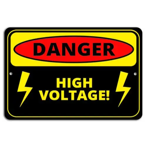 Danger: High Voltage Warning - Bold Black  Yellow Sign-Aluminum