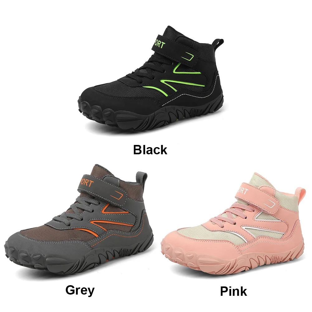 Kids Hiking Boots Trekking Shoes Waterproof Anti Collision Athletic Shoes Non-Slip High Top Walking Shoes for Outdoor Adventure