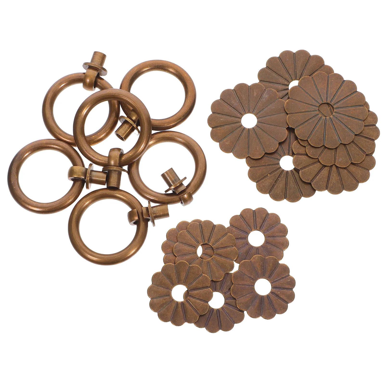 

6Pcs Solid Brass Vintage Round Drawer Pull Knobs Handles for Wardrobe Kitchen Cabinet Dresser Furniture