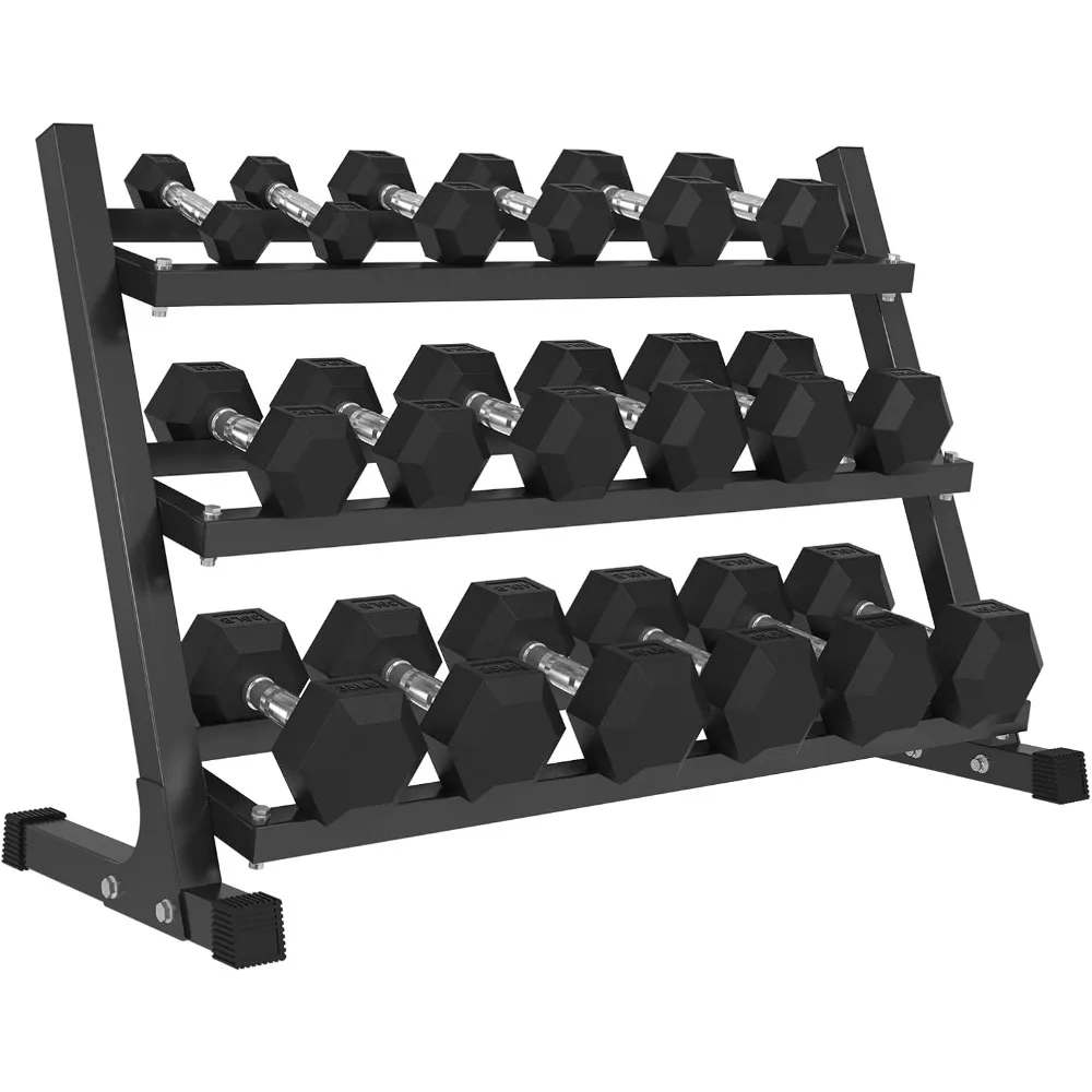 Rubber Hex Dumbbell Set with Racks, Multiple Options in 160/200/380/450/550lbs,