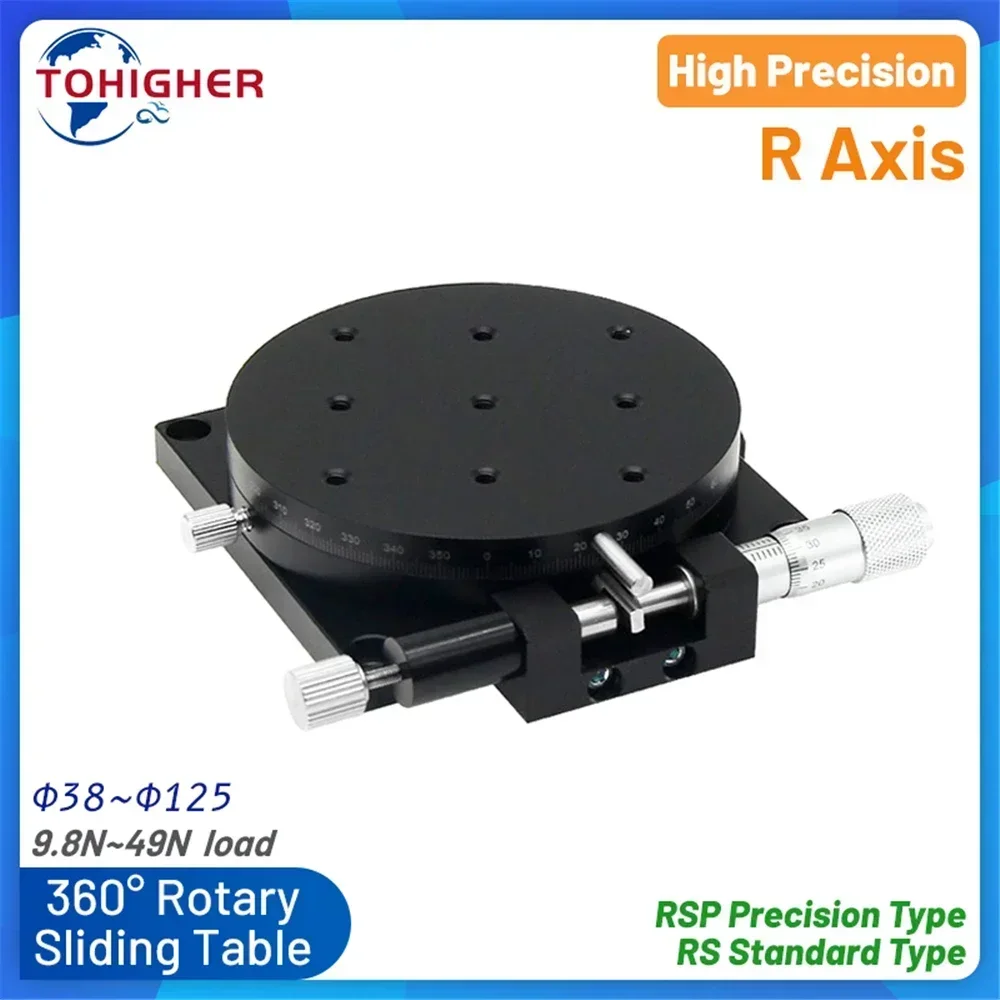 R Axis Micrometer Adjust Angle Platform 360 Degree Rotary Sliding Table Manual Precision Optical Linear Stage 40-125mm