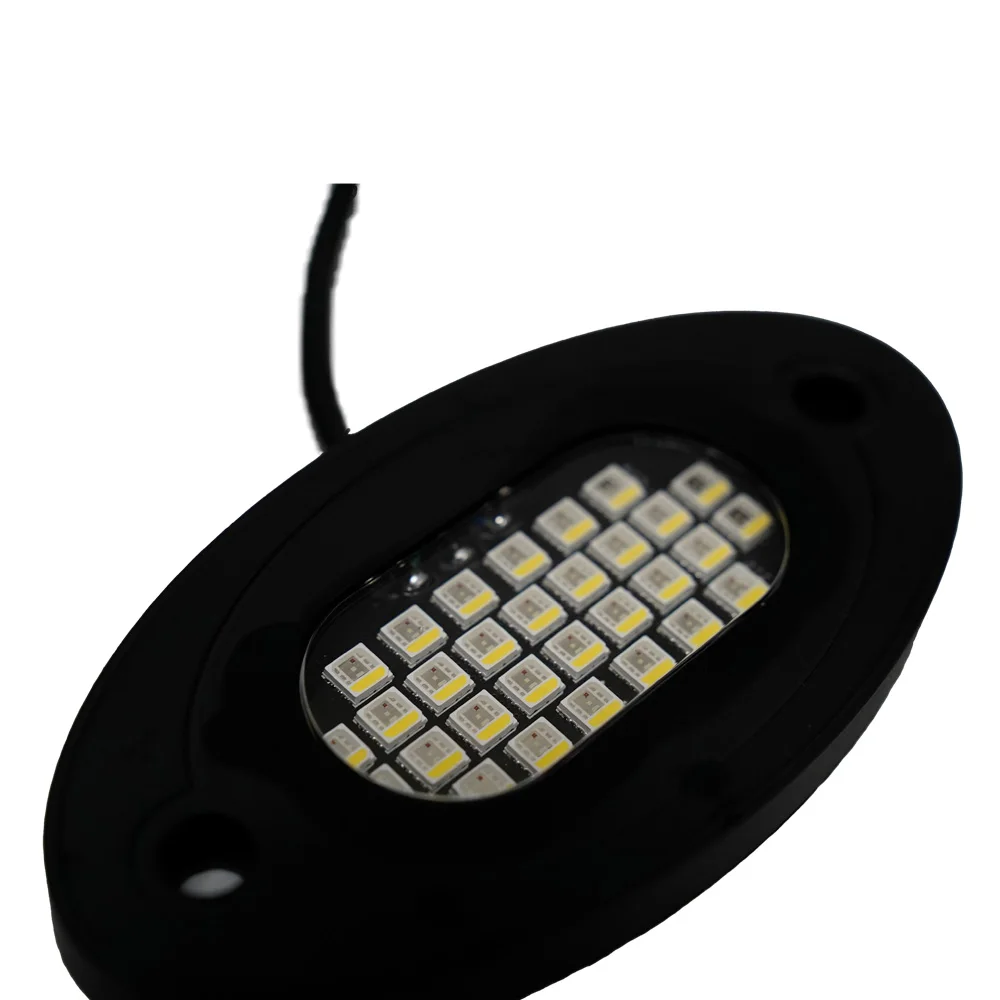 New RGB 30LED IP68 Waterproof Rock Lights Kit 4 Pods Underglow White Light Pod Flashing Music Mode Wheel Well Light Truck ATV