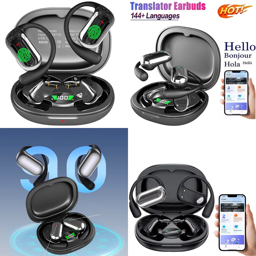 

AI Language Translation Earphones Wireless BT 5.4 Clear Calls Earphone with LED Display for Android iPhone Trending Products