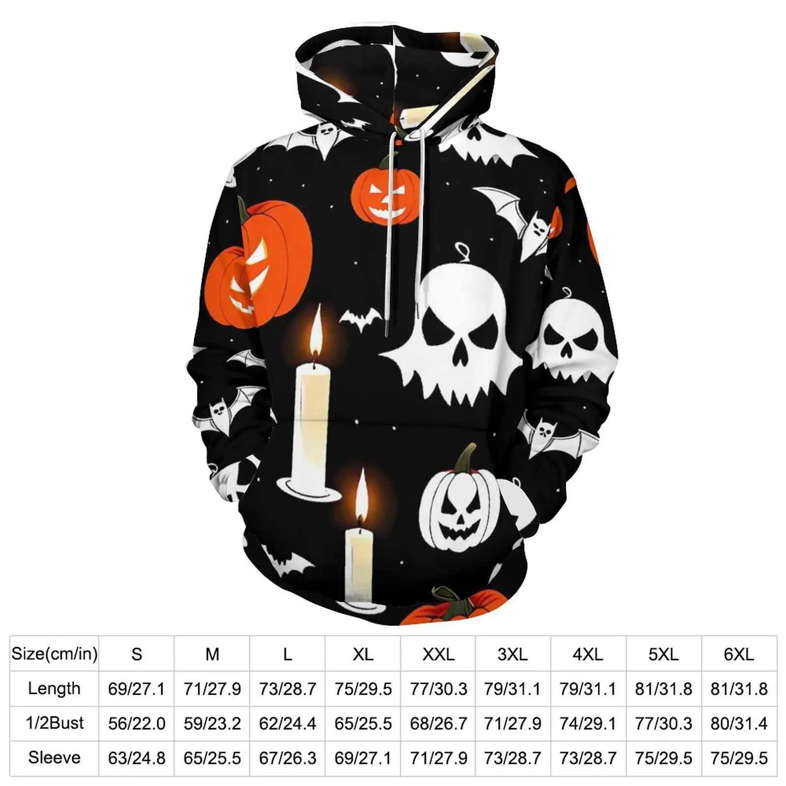 Halloween Happy Haunts Hoodies Long Sleeve Pumpkins Skulls Bats Casual Hoodie Winter Street Oversized Custom Loose Sweatshirts