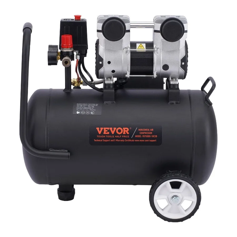 8 Gallon Steel Tank 1HP 2.2 CFM@90 PSI Oil Free Air Compressor Max 120PSI 80dB Ultra Quiet Portable for Auto Repair Tire Inflat