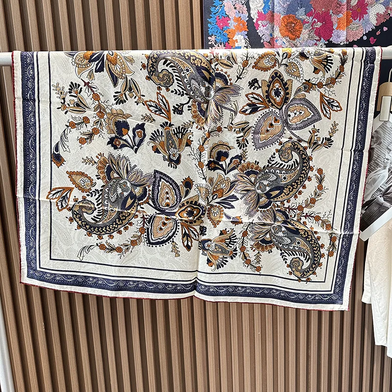 

Double Sided Scarf Women Silk Mulberry Bandanas 90 Hand Rollerd Shawls Head Neck Hair Scarves Valentine's Day Christmas Gift