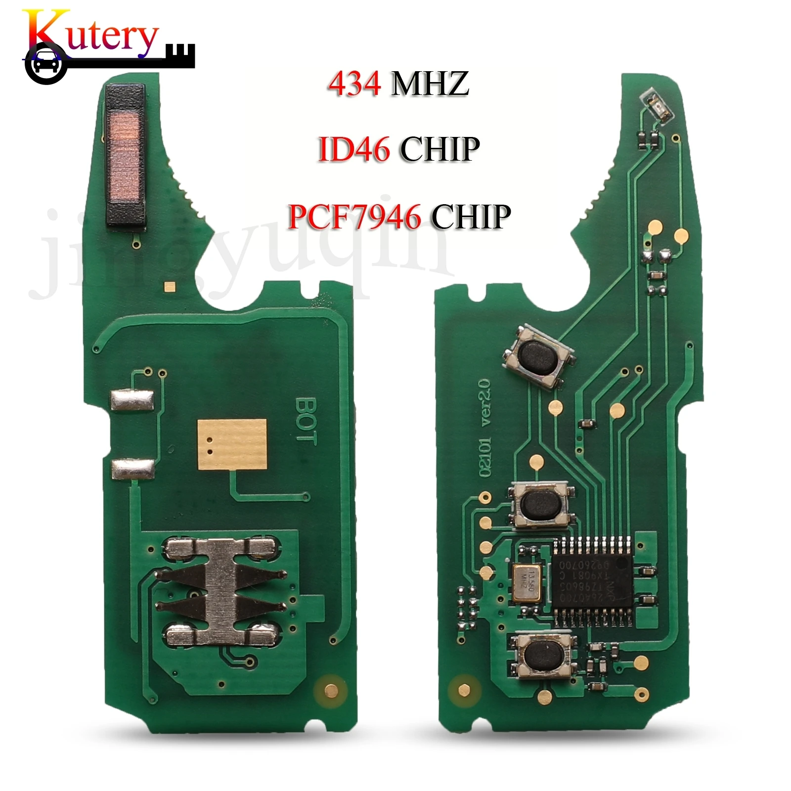 

jingyuqin Remote Car Key Circuit board For Volkswagen VW Phaeton Touareg 2002-2010 ID46 PCF7946 CHIP 434MHZ 3 Buttons