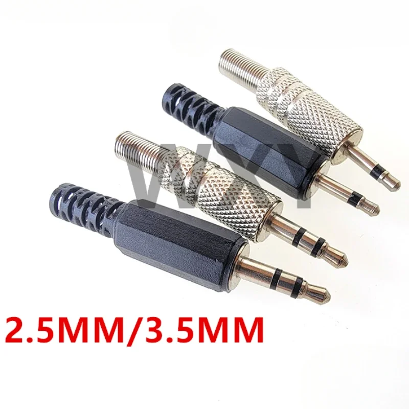 5pcs METAL Plastic 2.5mm 3.5MM mono/Stereo Male Jack Plug Audio connector headphone