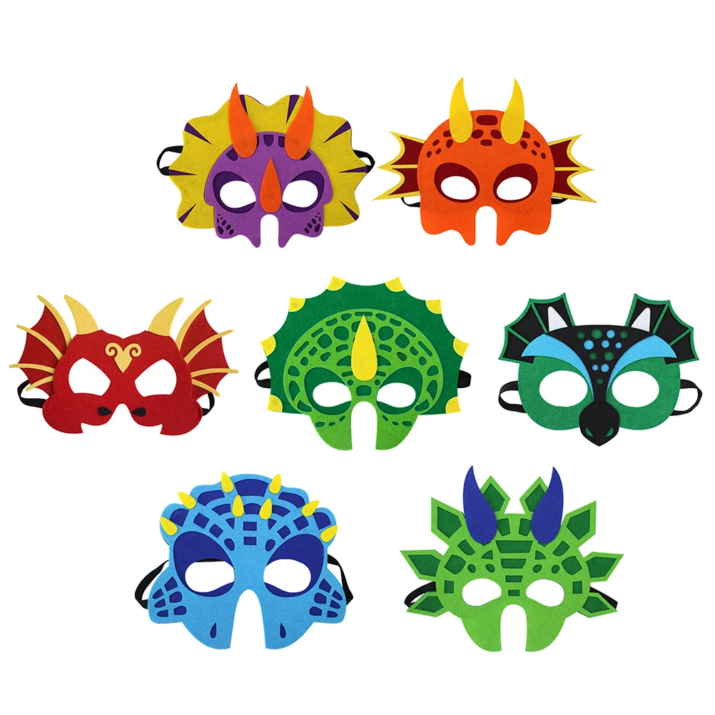 Masques de fête de dinosaure pour enfants, faveurs de fête, décorations pour enfants, mascarade à thème, style mixte, 7 pièces