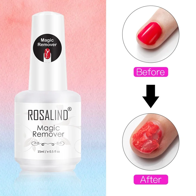 ROSALIND Remover Nail Gel Polish Varnishes Easy Fast Clean Magic Remover For Lacquer BaseTop Coat Acrylic Primer Gel Nail Polish