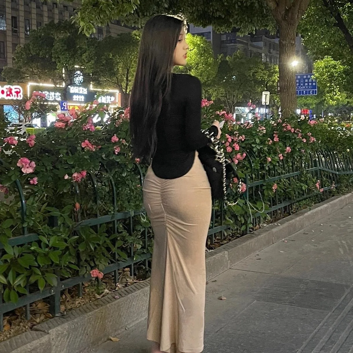 

Корейская юбка-карандаш с завышенной талией, облегающая, с эффектом складок, на молнии, для повседневной носки