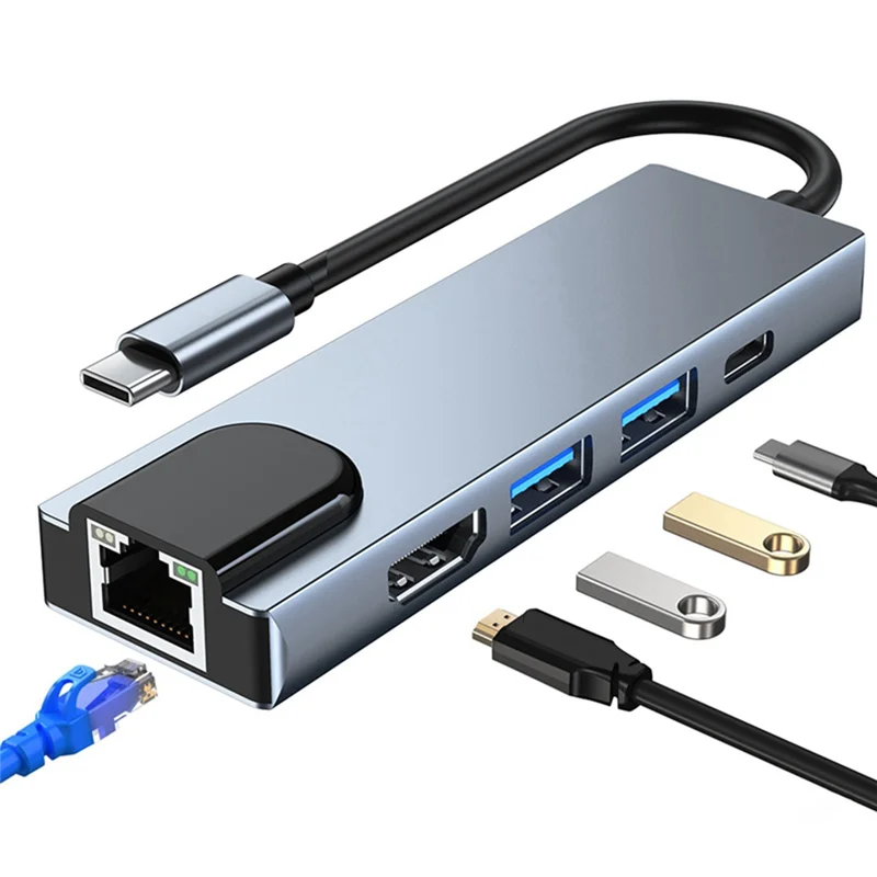 Tipo c para rj45 usb 3.0 usb c hub tipo c divisor para hdmi-compatível 4k docking station adaptador para portátil com pd rj45 usb