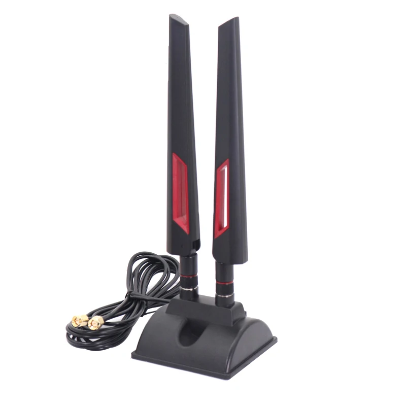 

WiFi Router Network Card Antenna Amplifier 10dBi 2.4G 5.8G Dual Band Omni Signal Booster with Magnetic Base 2M Extension Cable