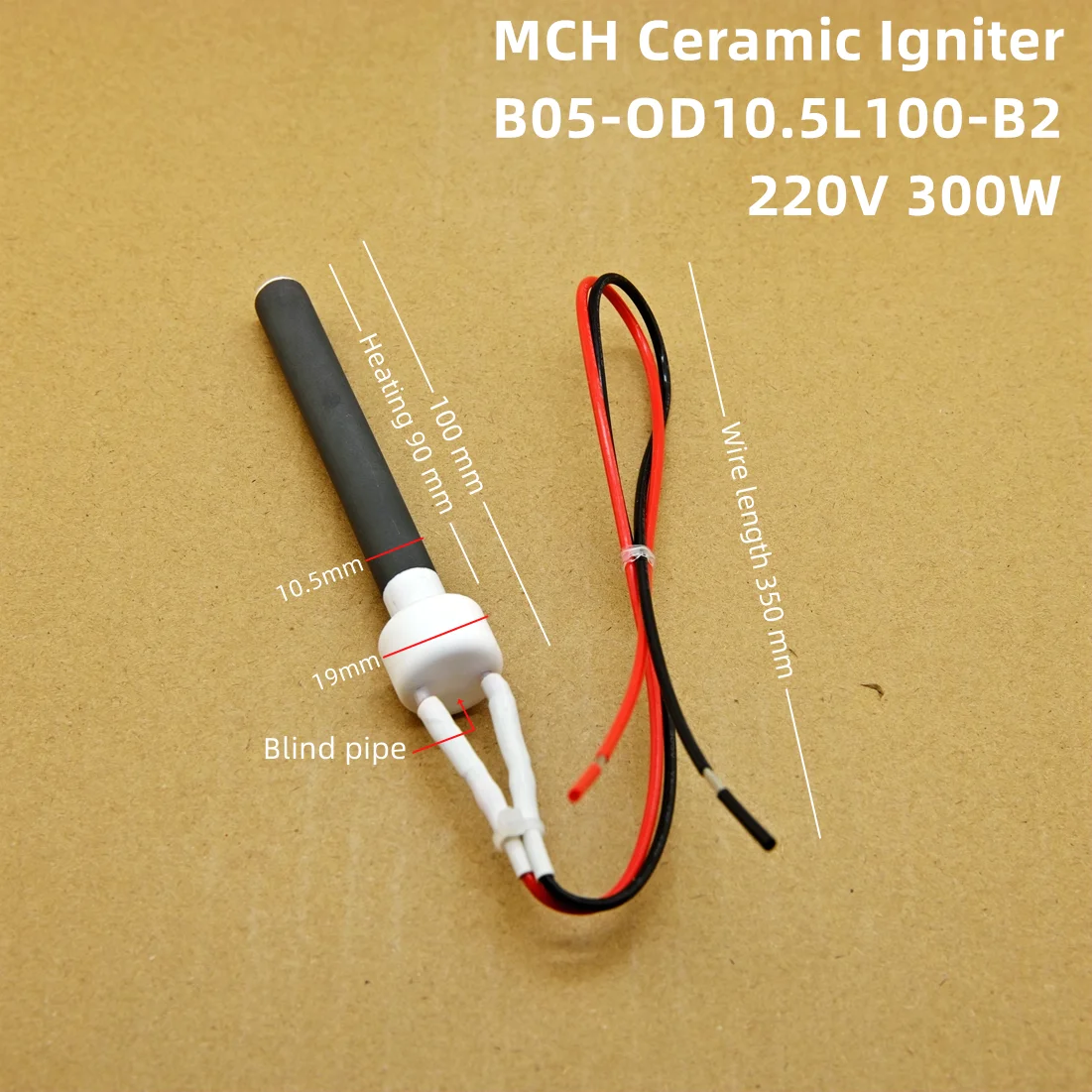 pellet igniter ceramic 220V300W Dry burning resistant ceramic electric heating tube with fast ignition and long service life