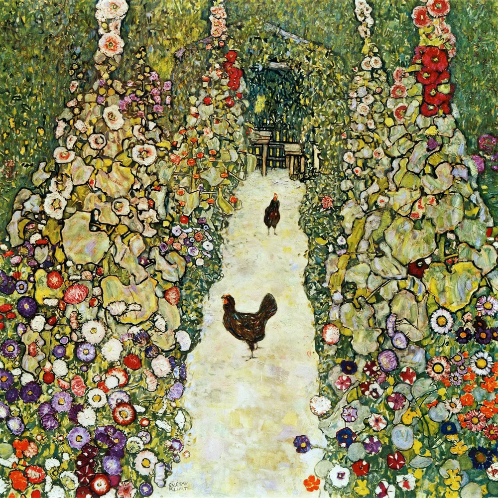 

Gustav Klimt painting,Garden Path with Hens,Hand draw famous painting replica,Landscape oil painting on canvas,home deco