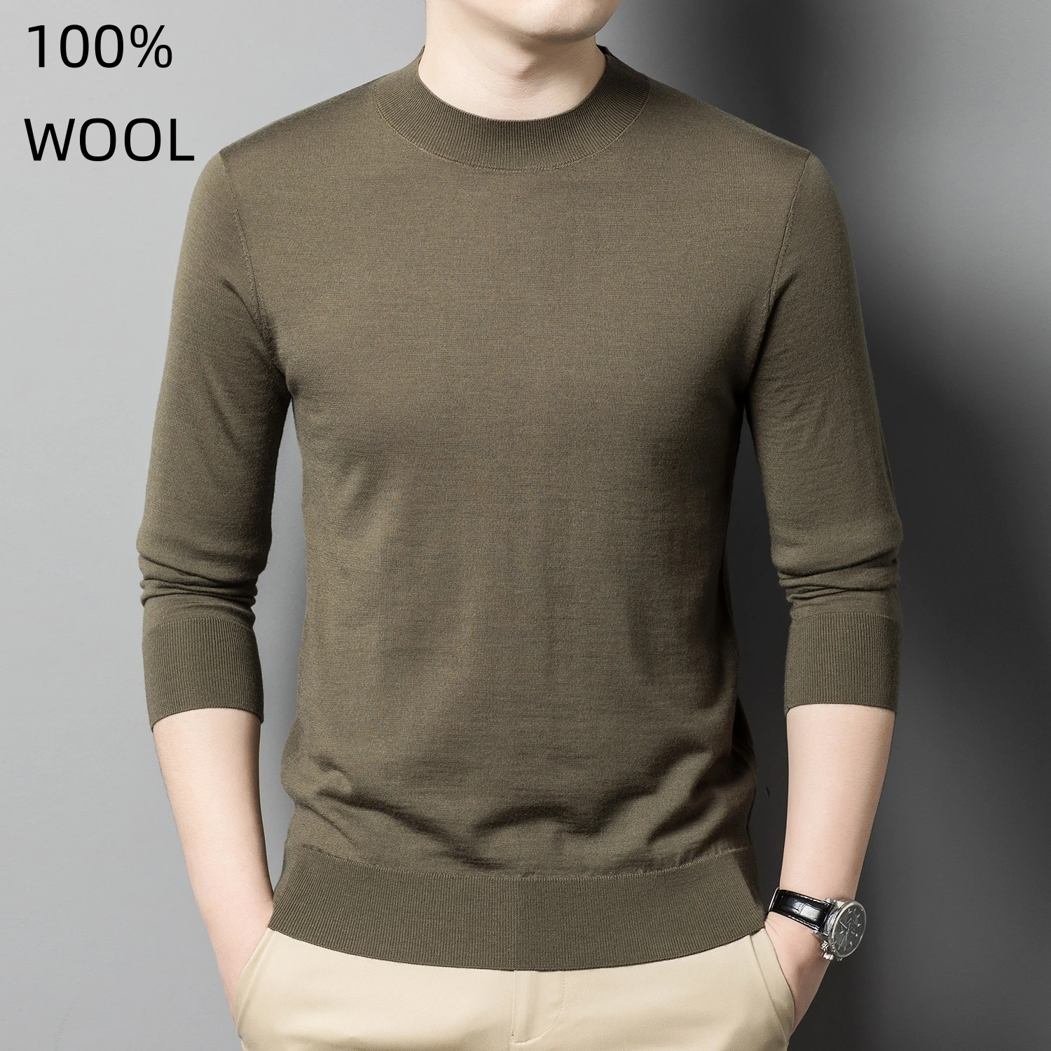 washable worsted wool mens thin sweater men green top fashion winter clothes mens clothing luxury vintage black pullover knit