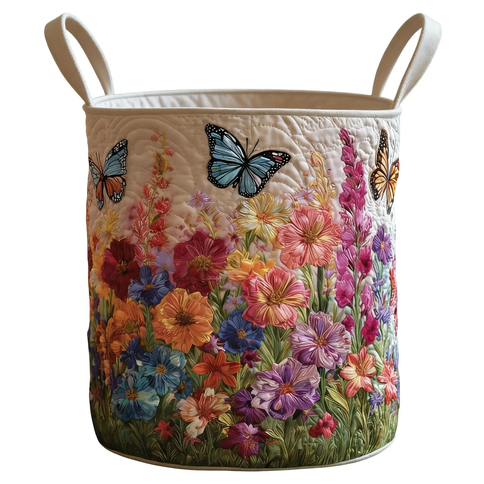 Vintage Floral Organizers Basket With Handle Home Room Quilted Storage Basket For  Laundry Basket Snack Clothes Toys Storage