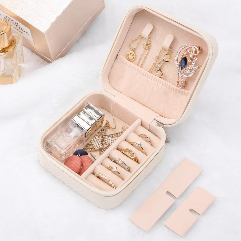 1Pc PU Jewelry Organizer Display Travel Jewelry Case Boxes Portable Travel Women Necklaces Earring Packaging Case