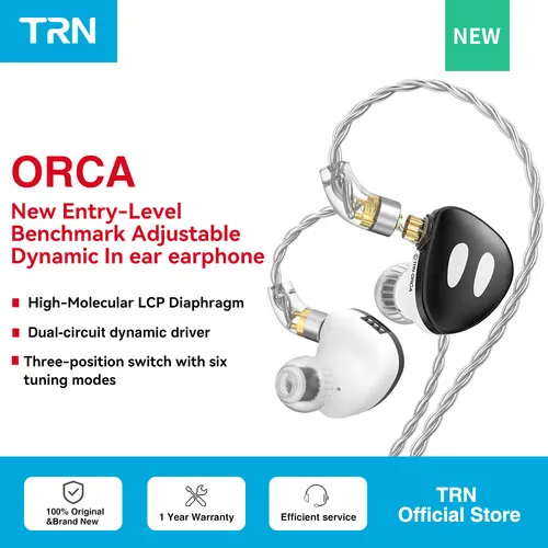 TRN-auriculares intrauditivos dinámicos ORCA, dispositivo de audio con controlador dinámico de alto rendimiento, IEMs, con Cable desmontable, interruptor de sintonización