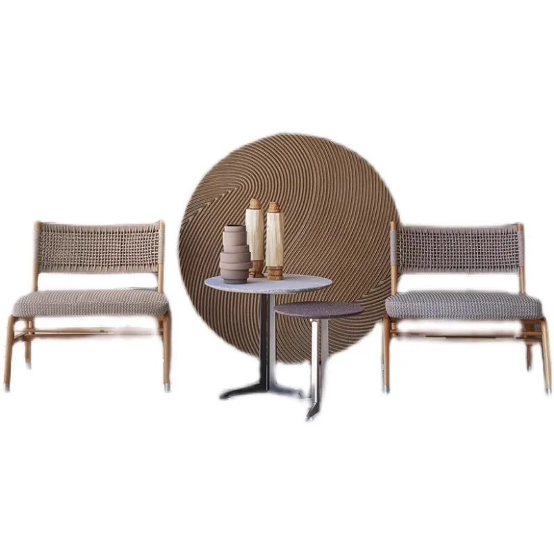 Outdoor rattan sofa courtyard garden designer open-air balcony table and chair three-piece outdoor rattan chair leisure