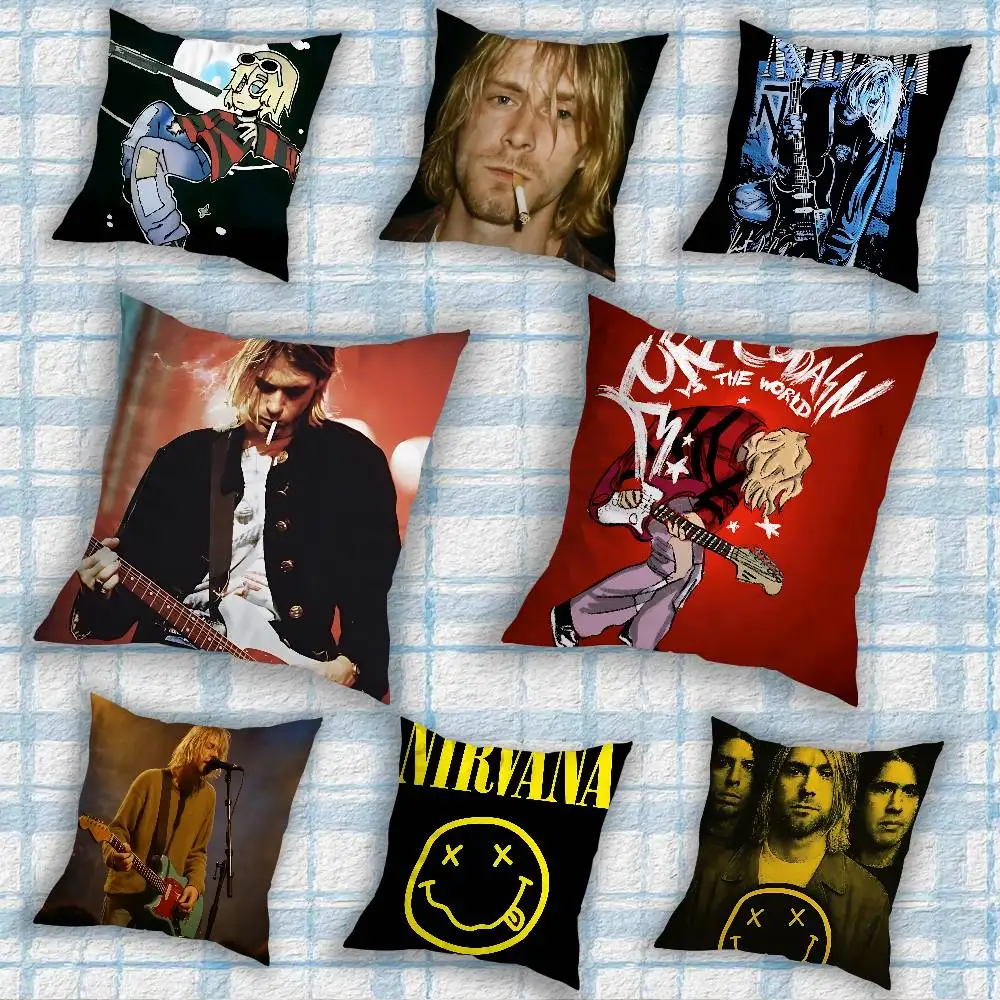 

Kurt Cobain band N-Nirvana Cushion Cover Suitable For Sofa Car Bedroom Office Cushions Decorative Pillow Case