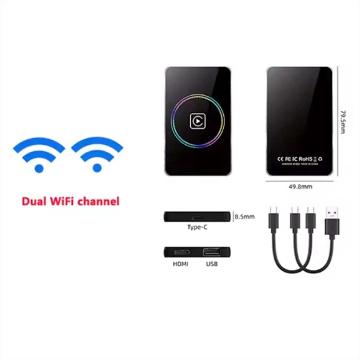 T1845C-Wireless CarPlay Dongle Wireless Android Auto Adapter Intelligent Systems AI TV Boxs Carplay to Wireless Box RK3528-F2 HO