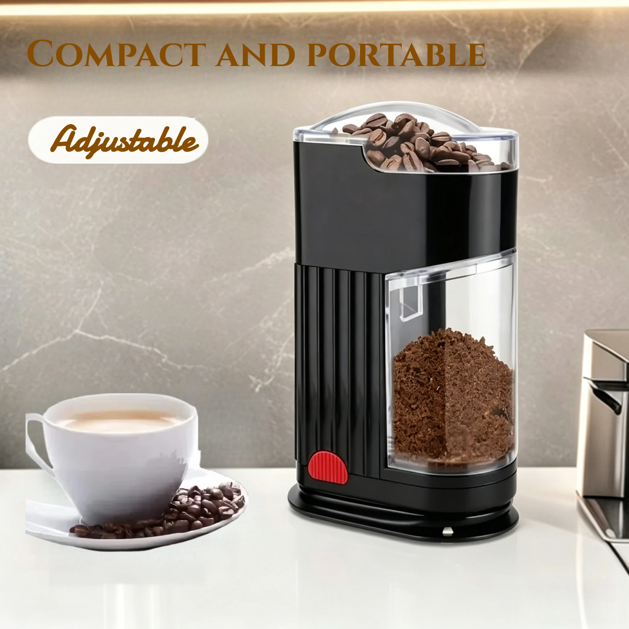 

110VMulti-purpose Electric Stainless Steel Portable Coffee Grinder Home Use Adjustable Grind Settings Herbs Peanuts Grains Beans