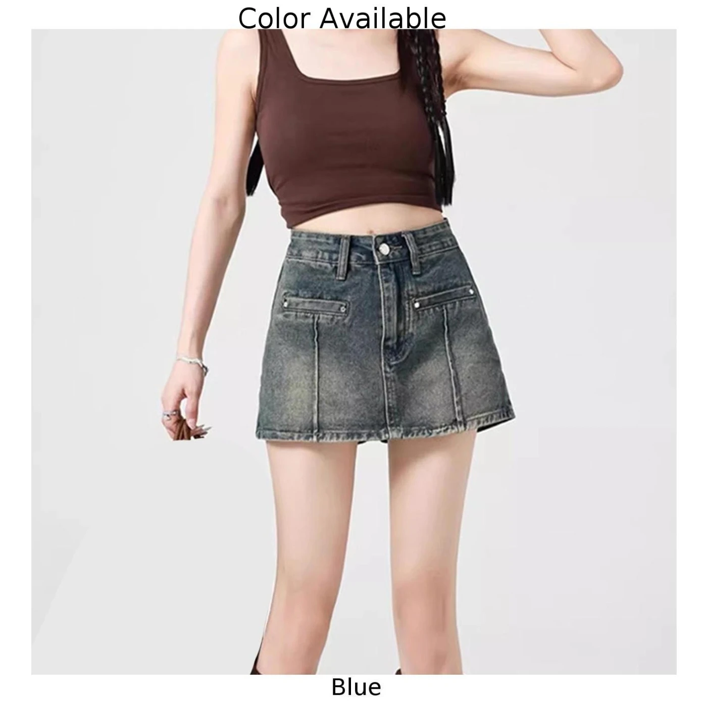 عارضة السراويل عالية الخصر الزي عارضة الملابس عالية الخصر تنورة السراويل الملابس العادية طول نسيج مرن قليلا #6