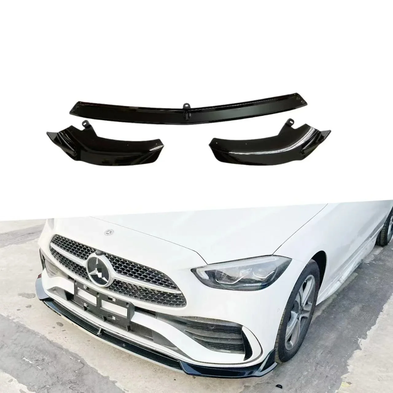 Suitable for 2022-2024 C-Class W206 front shovel front lip ABS material 3-section