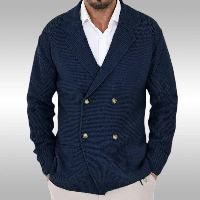 Cardigan For Men Peaked Lapel Sweater Coat Men Knit Cardigan Sweater Business Casual Style Lightweight Spring Autumn Coat 2024