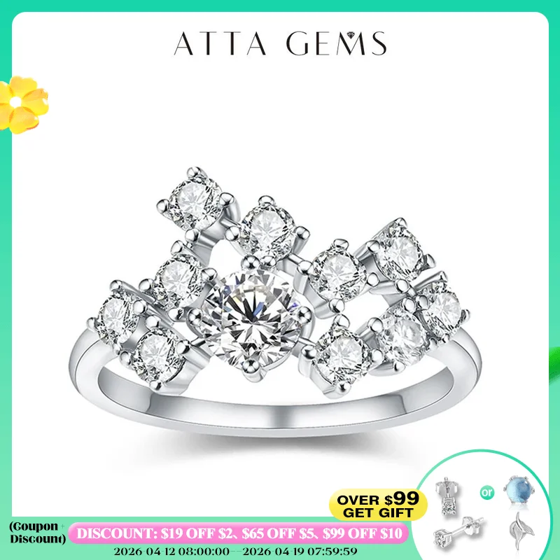 

ATTAGEMS Кольцо с муассанитом D Цвет 1,5 карата Отличная круглая форма 5 мм 925 18 К Настоящие обручальные кольца для женщин Изысканные ювелирные изделия