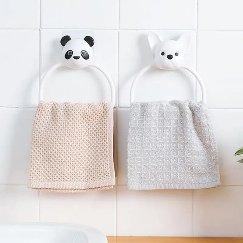 

1PC ABS Cartoon Animals Towel Rack Wall-Mounted Bathroom Toilet Child Hanging Towel Holder Hanger Home Kitchen Towel Rack Ring