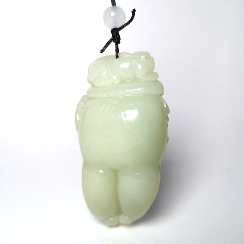 YIZHU CULTUER ART Size 7.3 × 3.6 cm China Hetian Jade Hand Carving Pi Xiu Beast Fushou wealth Pendant Gift