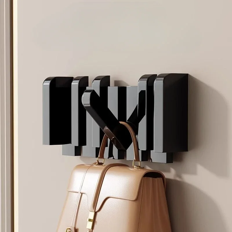 Wall Coat Rack Simple Piano Key Design Solid Wood Coat Stand Living Room Wall Hanging Clothes Hat Hook Storage Clothes Racks