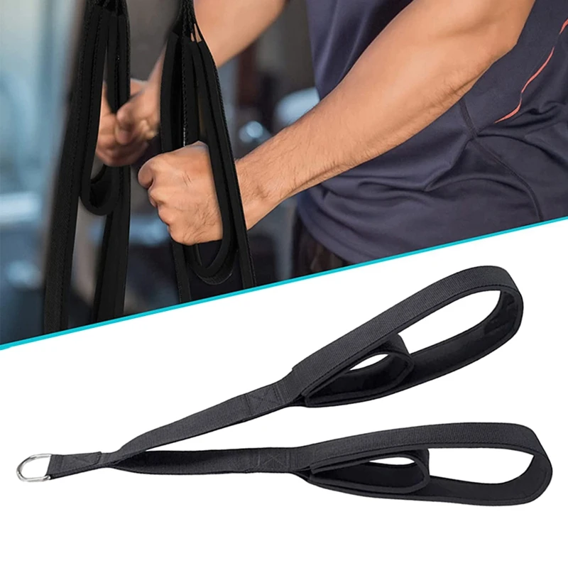 Fitness Arm Strength Rope Anti-Slip Muscle Training Long Triceps Strap Carabiner Pulldown Rope For Facepulls/Push Downs