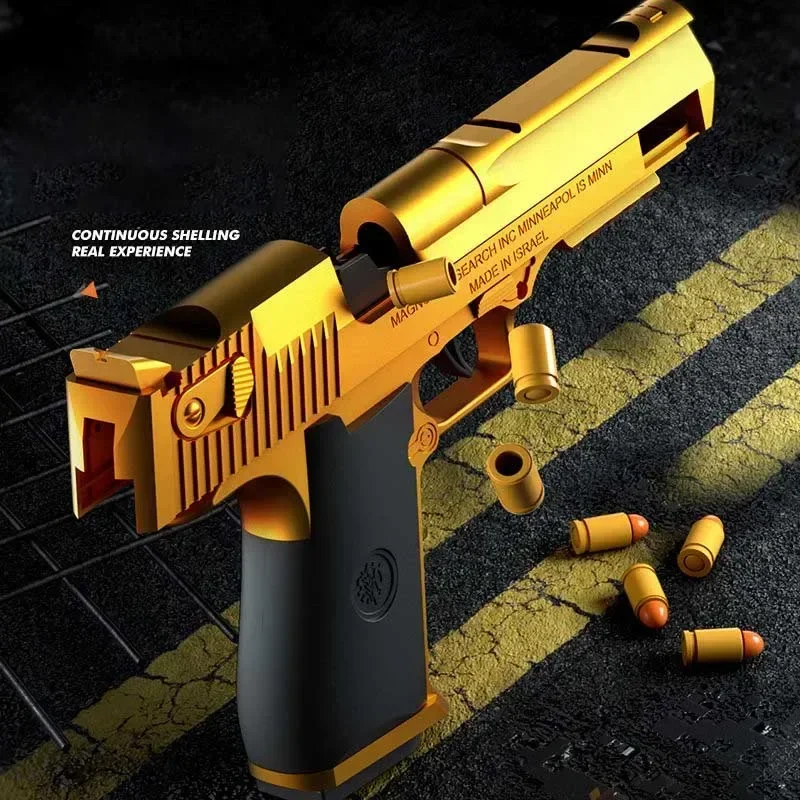 Pistola automática de ejeção de concha para meninos Pistola Desert Eagle, Burst Soft Bullets, arma de pistola para jogos ao ar livre, 2023