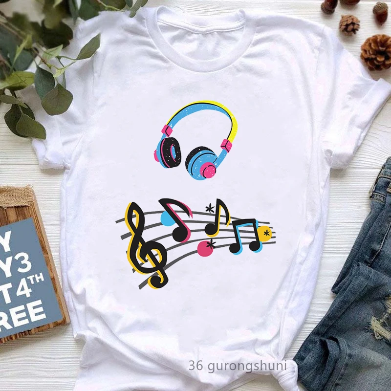 

Rainbow Music Ecg Print Tshirt Women Clothes 2024 Funny Hip Hops T Shirt Femme Harajuku Shirt Hip Hop T-Shirt Female Wholesale