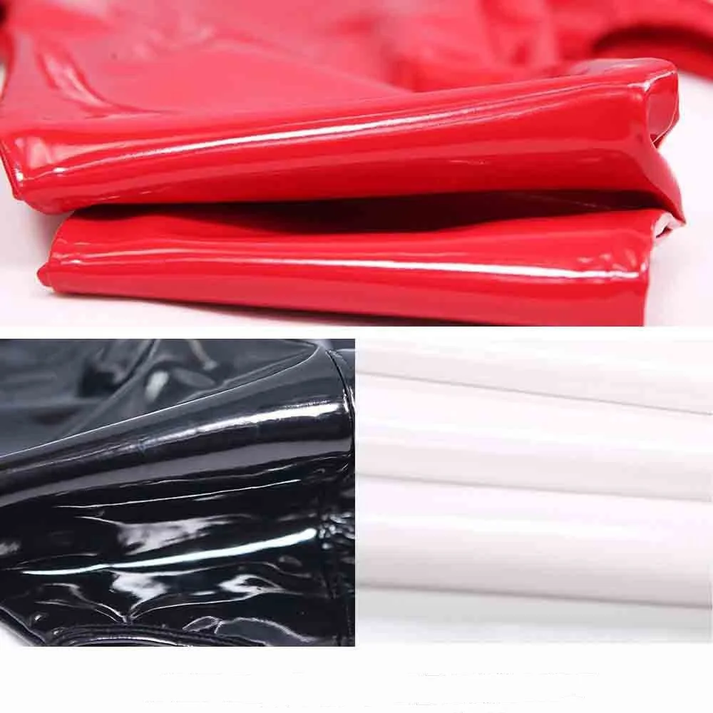 섹시한 Wetlook PVC 라텍스 바디 슈트 여성용 더블 지퍼 반짝 이는 가죽 Catsuit 가짜 점프 슈트 나이트 클럽 PU 코스프레 의상