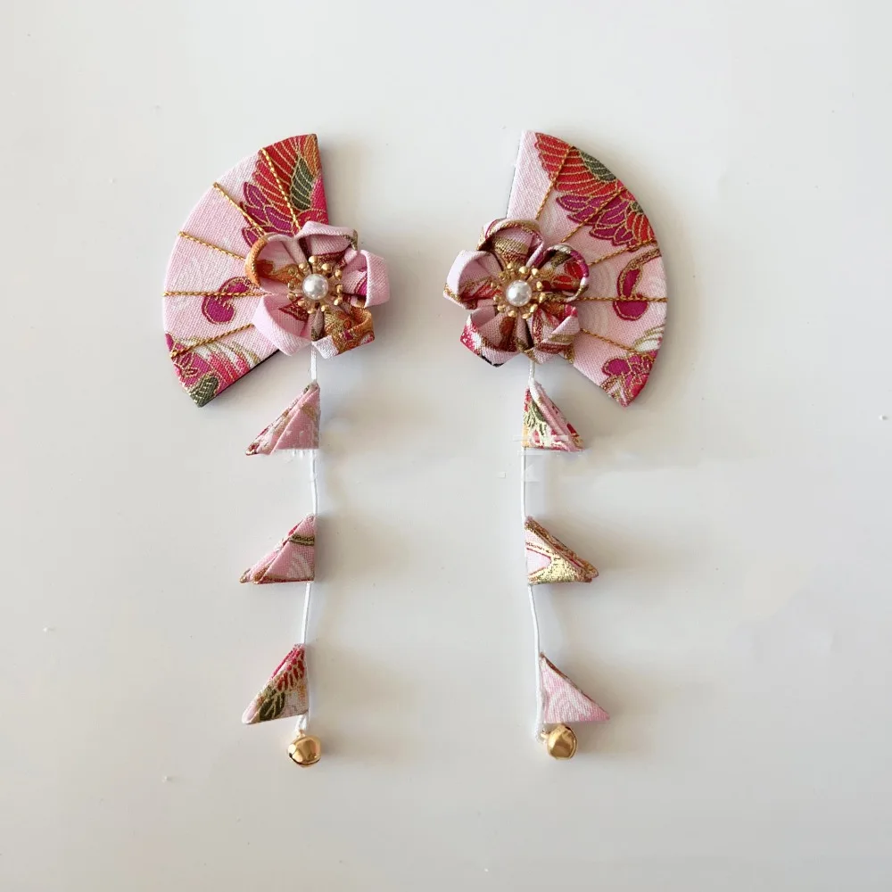 

Lovely Bell Kimono Sakura Hairpin Sakura Cloth Tassel Fan Hair Clip Girl Hair Accessories Flower Hanfu Fan Hair Clip Outdoor