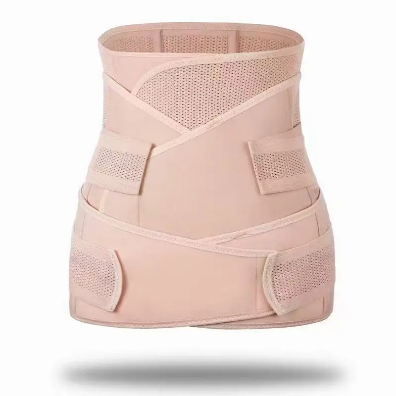 Cinturón de recuperación posparto transpirable con diseño hueco, conjunto de tres piezas para apretar el abdomen y corregir la cadera