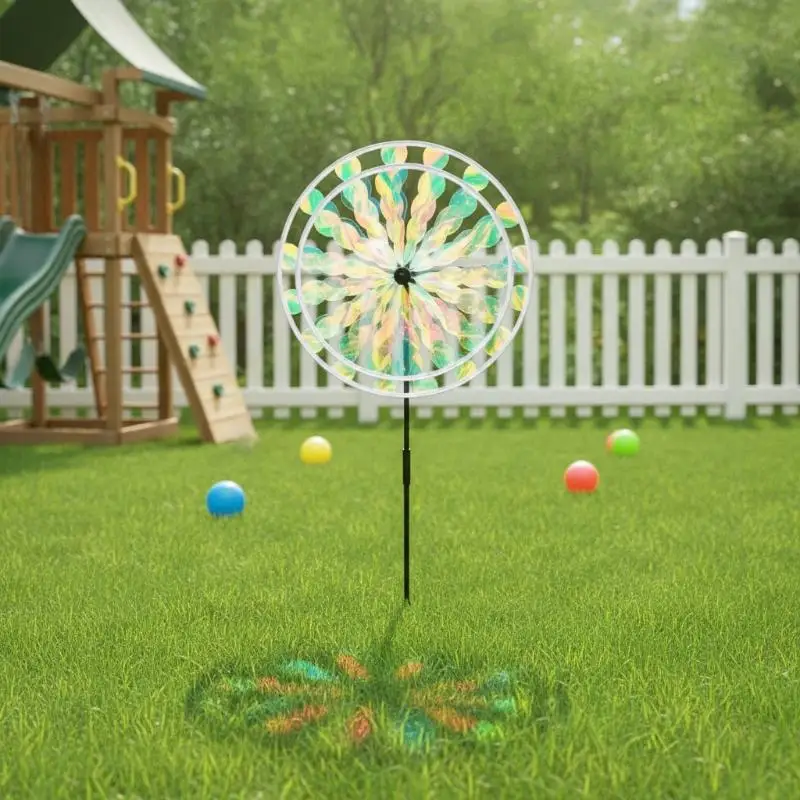 Colorful Reflective Ball Windmill Durable Eco Friendly Plastic Wind Spinner for Lawn Yard Patio Outdoor Home Garden Decor
