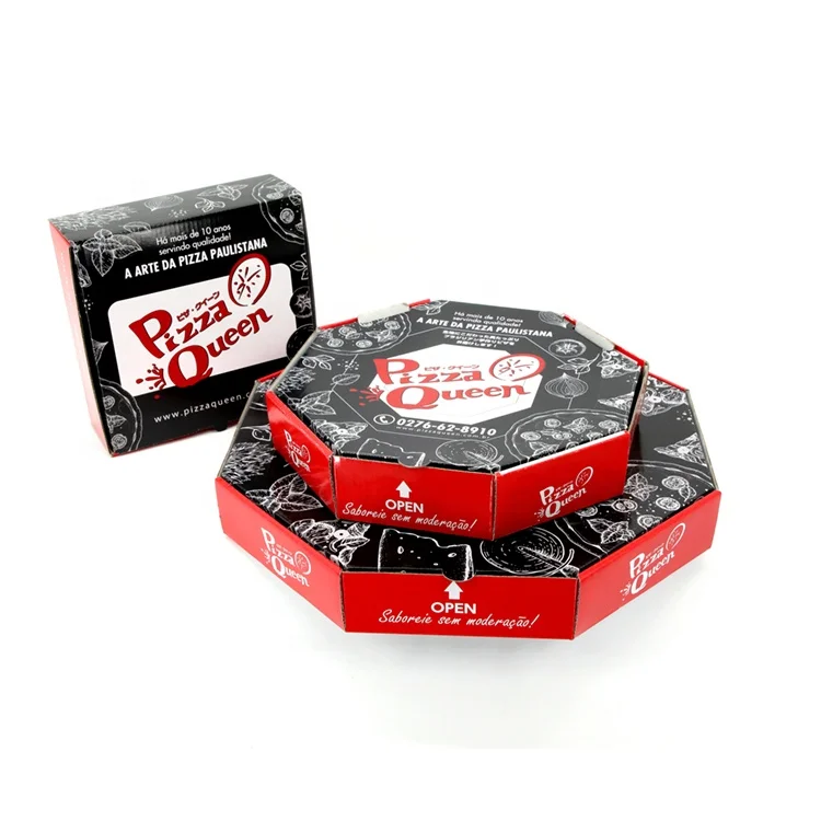 حار بيع تصميم جديد مخصص المثمن كرافت صندوق البيتزا المموج للوجبات الجاهزة وتغليف التسليم